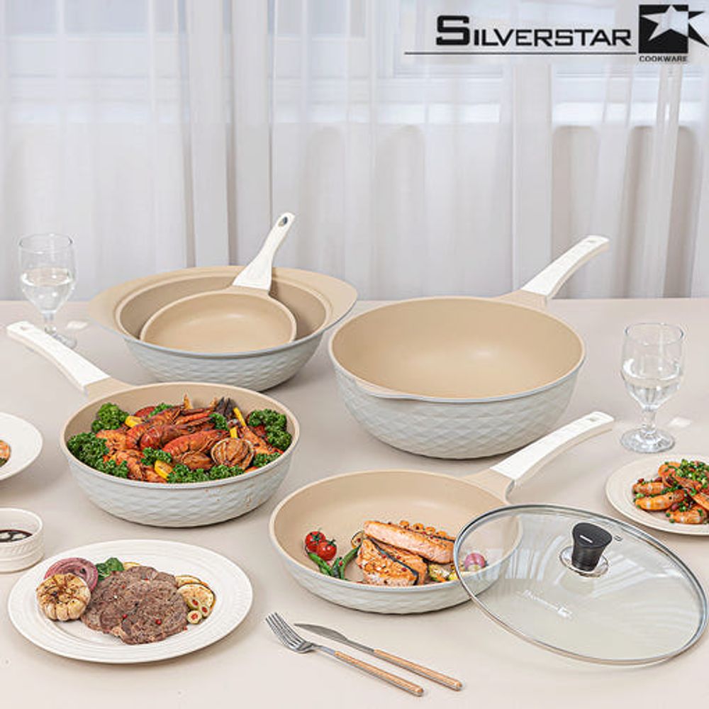 [SILVERSTAR] Durable Cast Iron Frying Pan with Titanium Coating - High Heat Resistant, Easy to Clean, Works on All Heat Sources (Induction Compatible) - Made in Korea